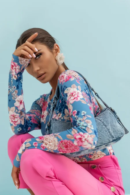 Bluza SHIRA długi rękaw - blue flowers