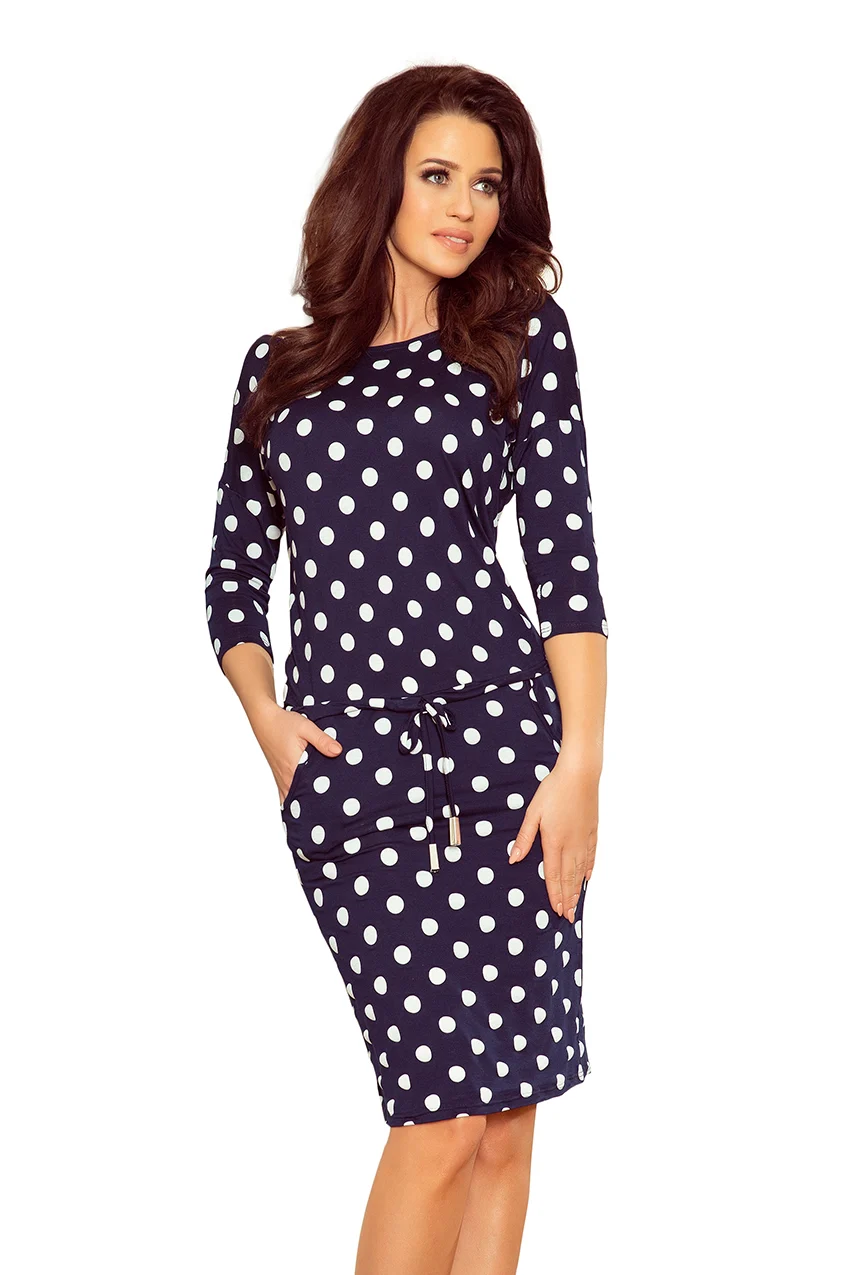 Rochie Dama Buline, Lejera, Numoco, Albastru Casual Marimi Mari - imagine 5