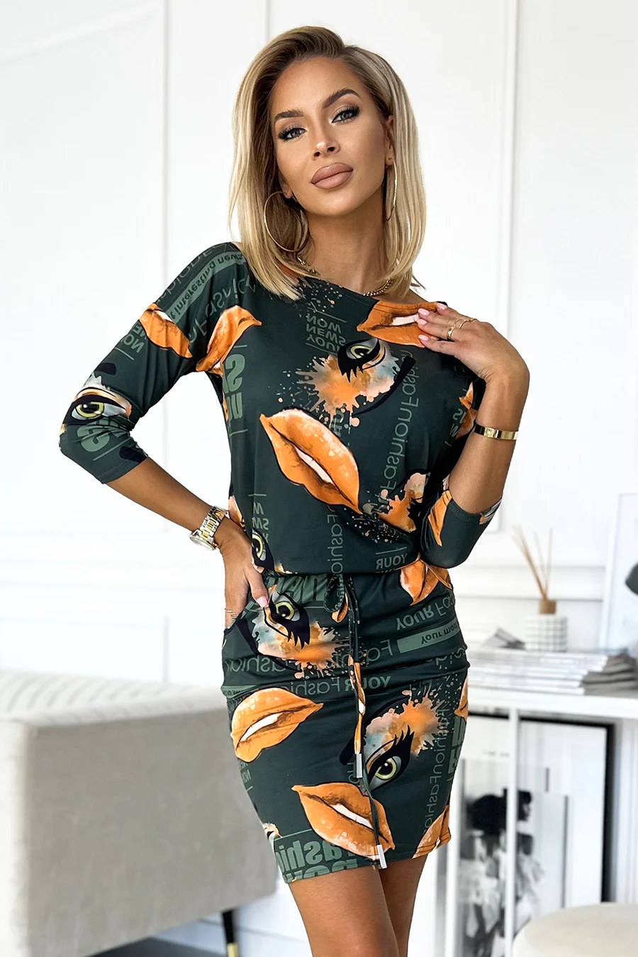 Rochie Dama, Numoco, Verde Casual Marimi Mari - imagine 4
