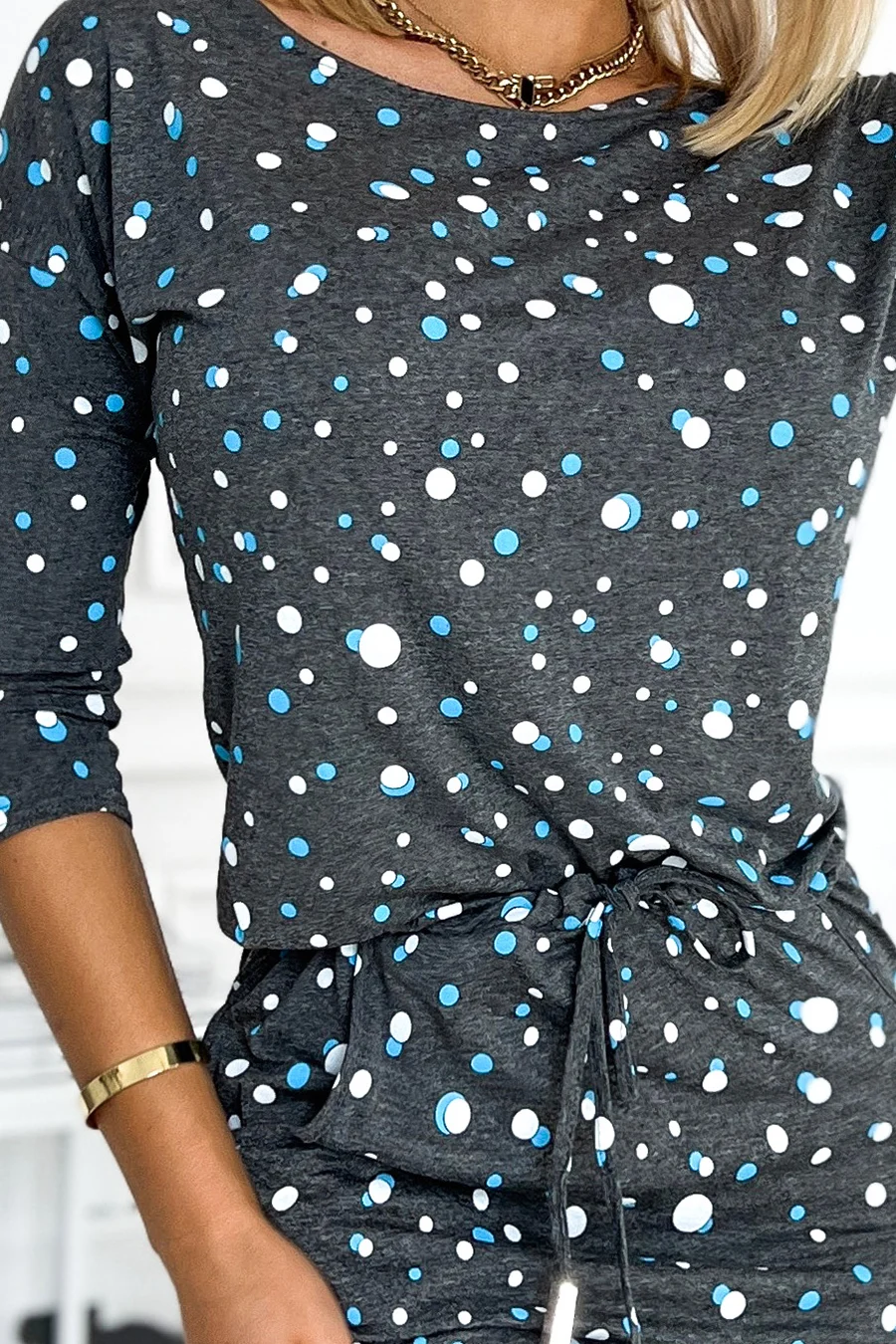 Rochie Dama Geometric, Lejera, Numoco, Gri Casual Marimi Mari - imagine 5