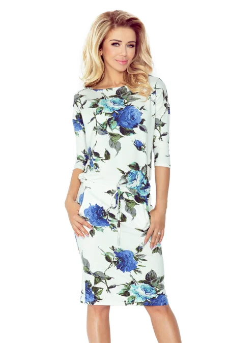 Rochie Dama Floral, Numoco, Ecru Casual Marimi Mari