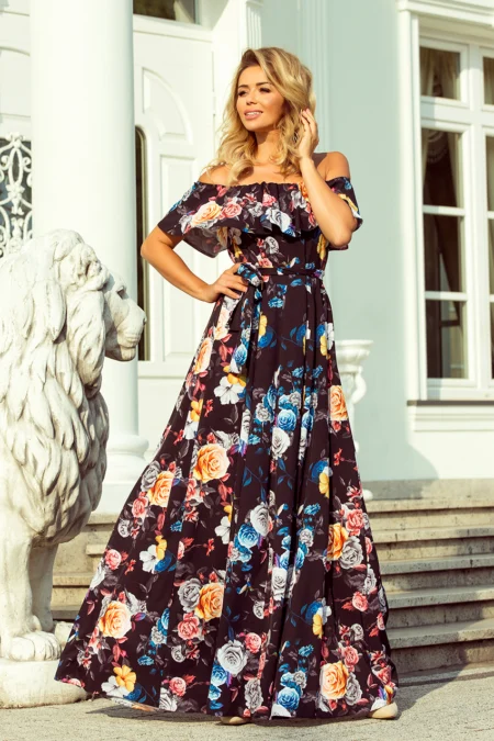 Rochie Dama Maxi, Floral, Numoco Eleganta Marimi Mari