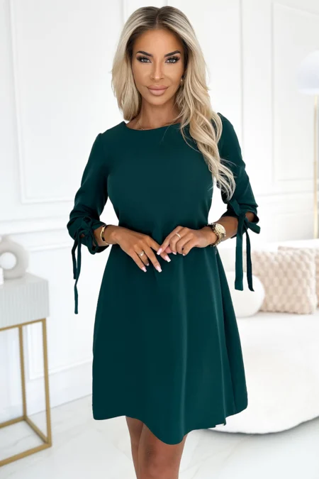 Rochie Dama Lejera, Guler inalt, Numoco, Verde Casual Marimi Mari
