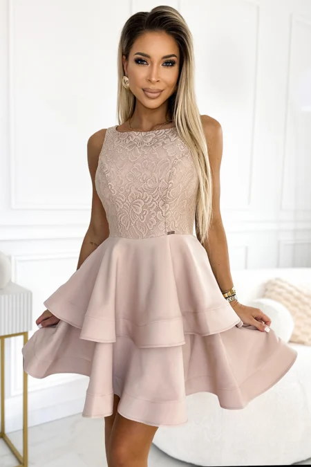 Rochie Dama Dantela, Lejera, Numoco, Bej Eleganta