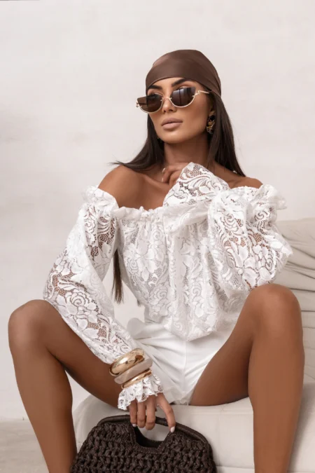 Bluza hiszpanka MIA Dantela - Ecru