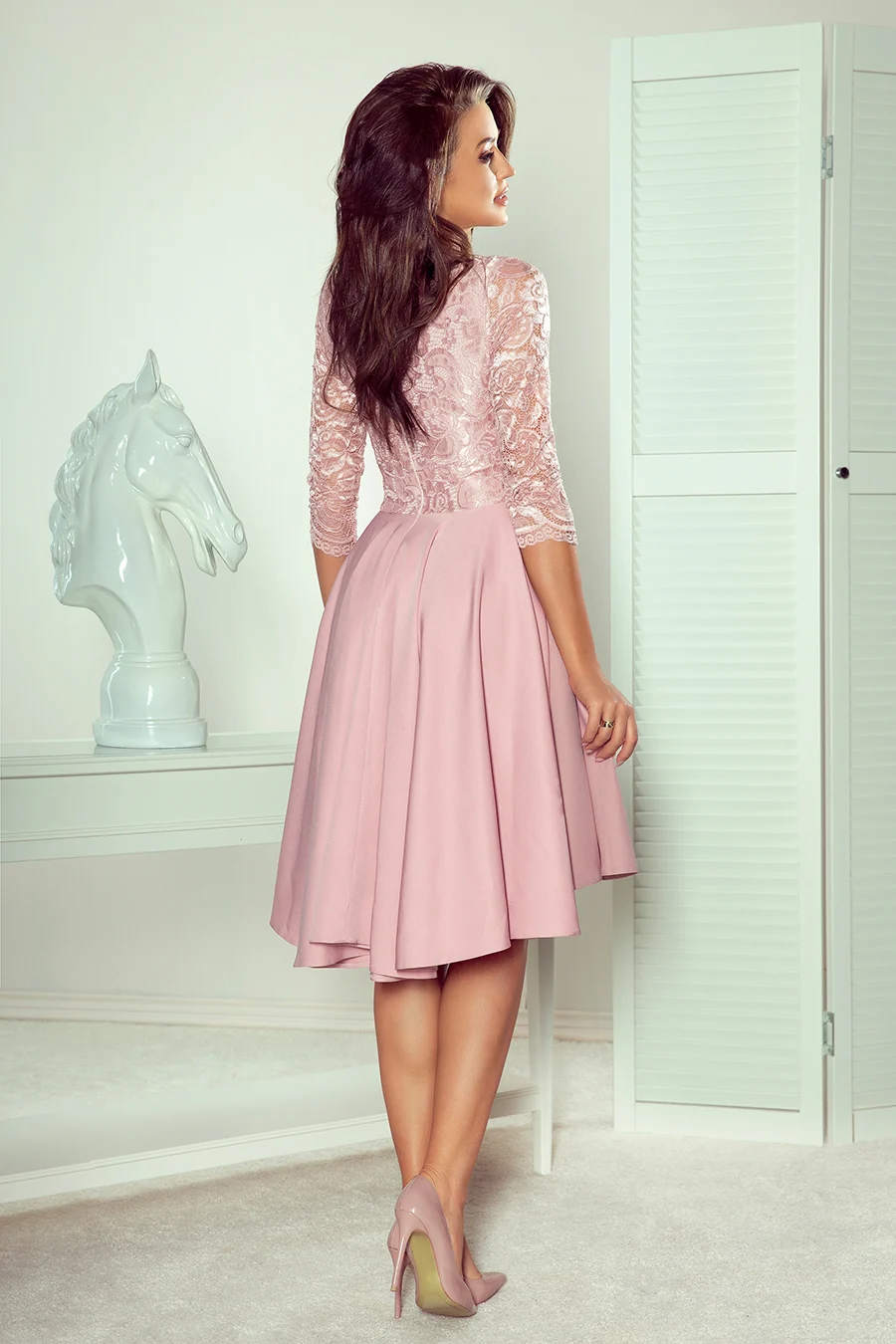 Rochie Dama Floral, Lejera, Numoco, Roz Eleganta Marimi Mari - imagine 2