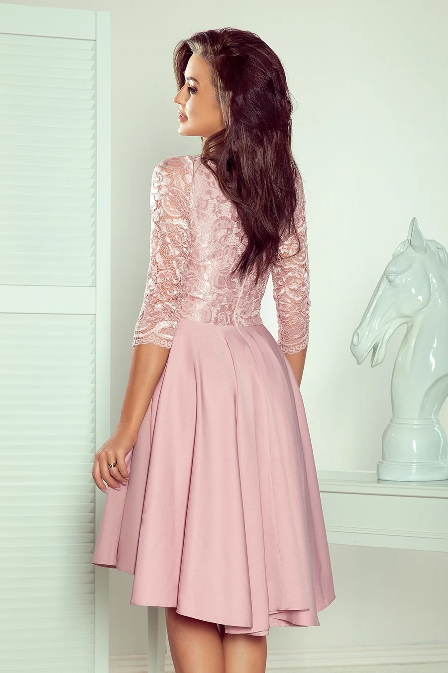 Rochie Dama Floral, Lejera, Numoco, Roz Eleganta Marimi Mari - imagine 4
