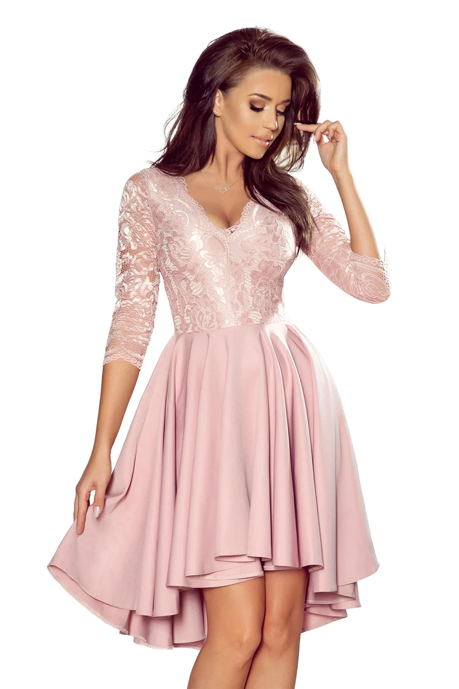 Rochie Dama Floral, Lejera, Numoco, Roz Eleganta Marimi Mari - imagine 6