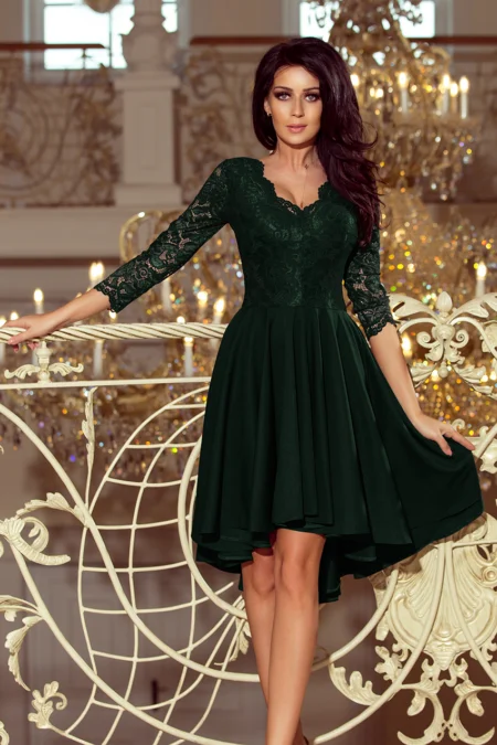 Rochie Dama Maxi, Dantela, Numoco, Verde Eleganta Marimi Mari