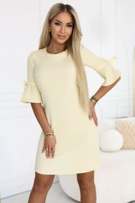 Rochie Dama Geometric, Lejera, Numoco, Galben Casual
