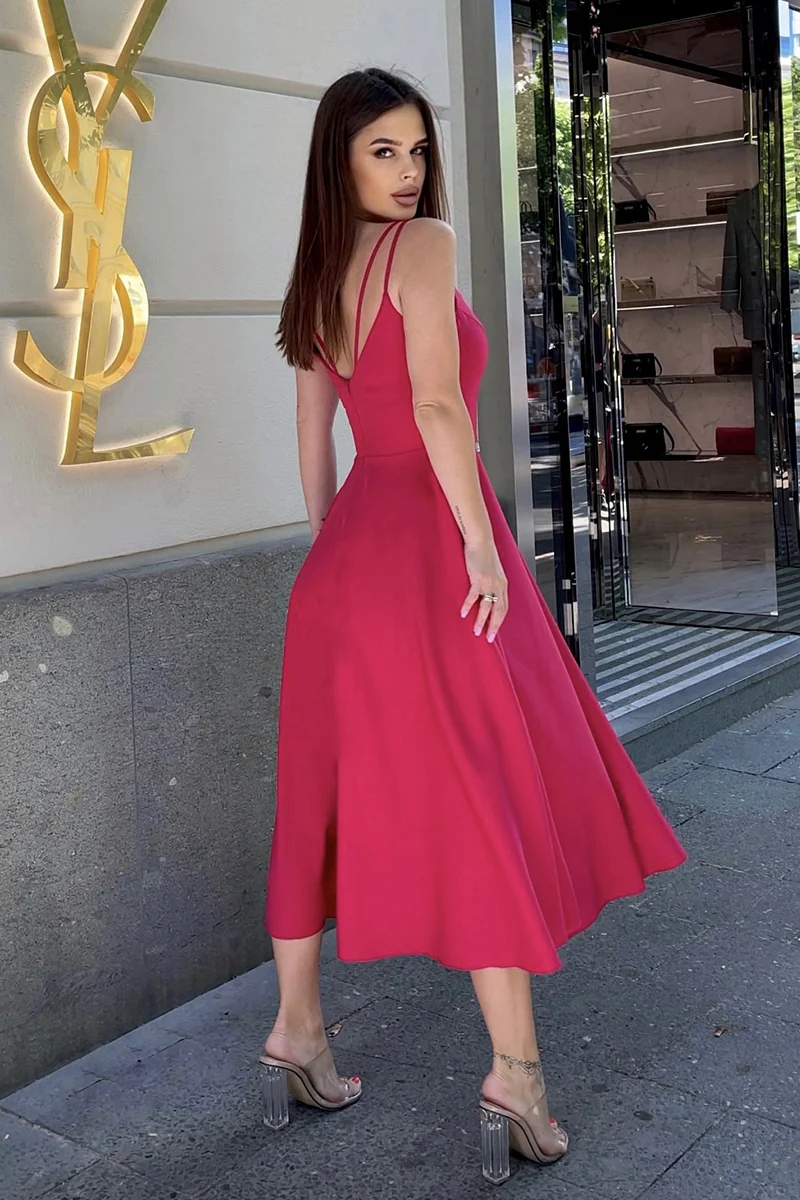 Rochie Dama Midi, Bicotone, Zmeuriu - imagine 4