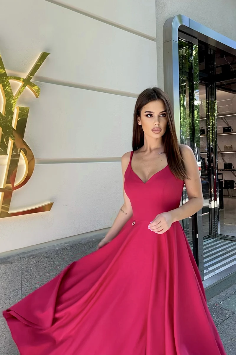Rochie Dama Midi, Bicotone, Zmeuriu - imagine 3