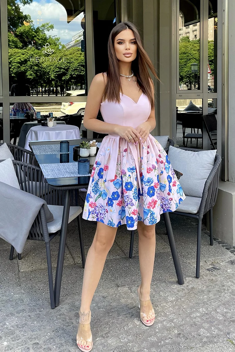 Rochie Dama Floral, Bicotone, Piersica - imagine 3