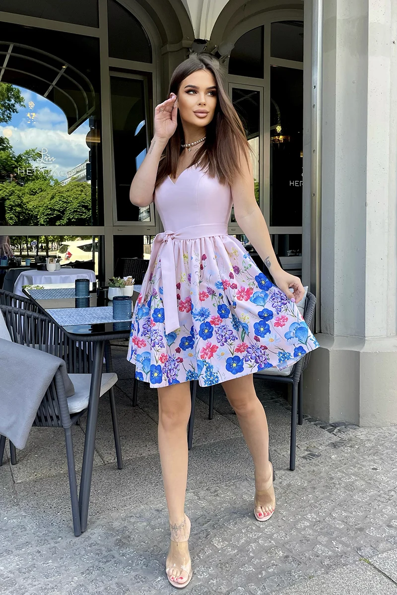 Rochie Dama Floral, Bicotone, Piersica - imagine 5