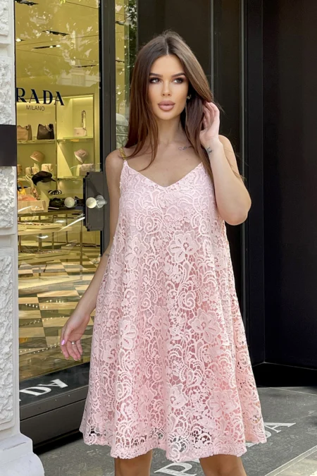 Rochie Dama Mini, Bicotone, Roz