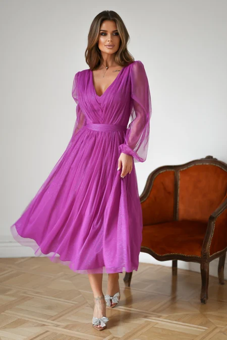 Rochie Dama Midi, Bicotone, Mov