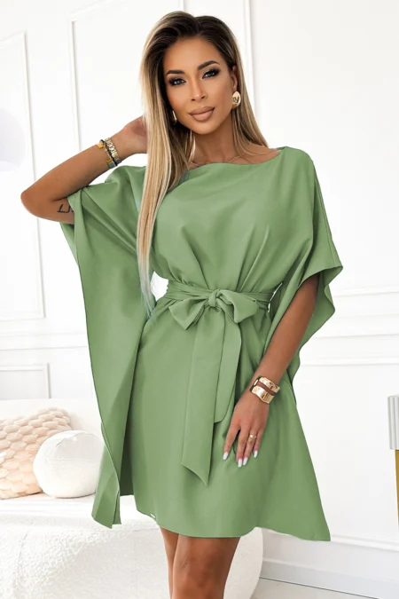 Rochie Dama Guler inalt, Maneca 3/4, Numoco Casual Marimi Mari