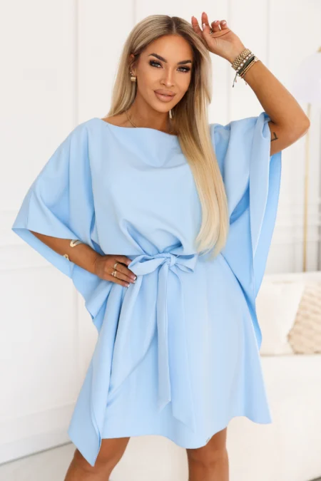 Rochie Dama Satin, Lejera, Numoco, Albastru de Petrecere Marimi Mari