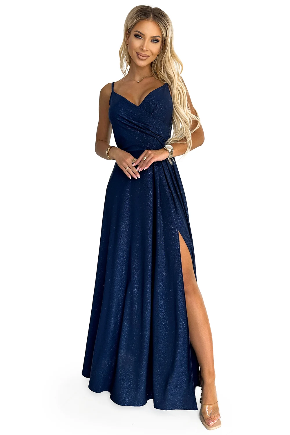 Rochie Dama Maxi, Floral, Numoco, Albastru Eleganta - imagine 7