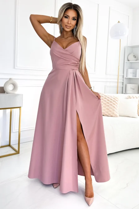 Rochie Dama Maxi, Floral, Numoco, Roz Eleganta