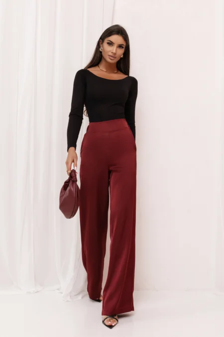 Pantaloni satynowe DIVA - Bordo
