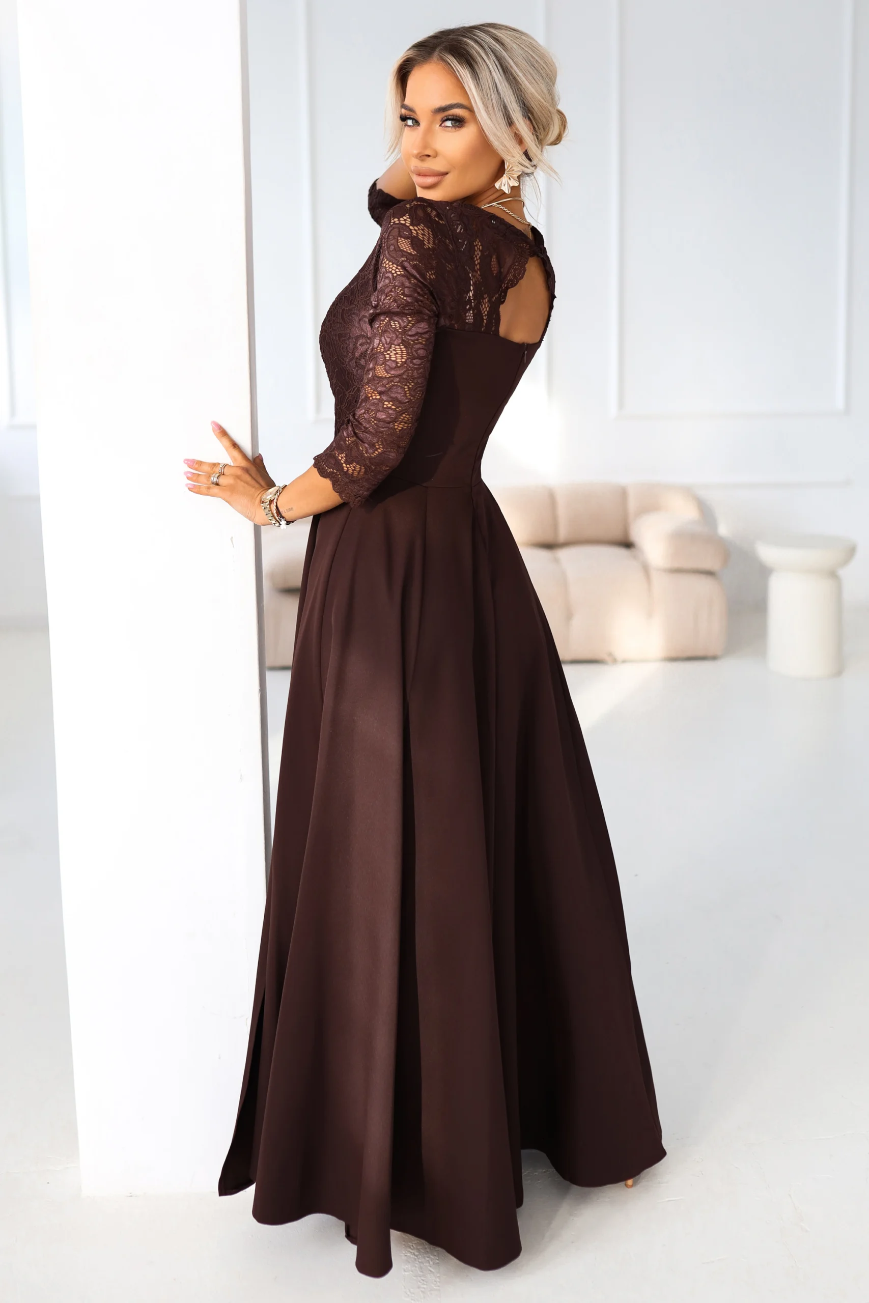 Rochie Dama Maxi, Dantela, Numoco Eleganta Marimi Mari - imagine 2