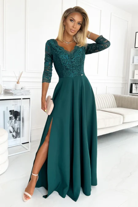 Rochie Dama Maxi, Dantela, Numoco, Verde Eleganta Marimi Mari