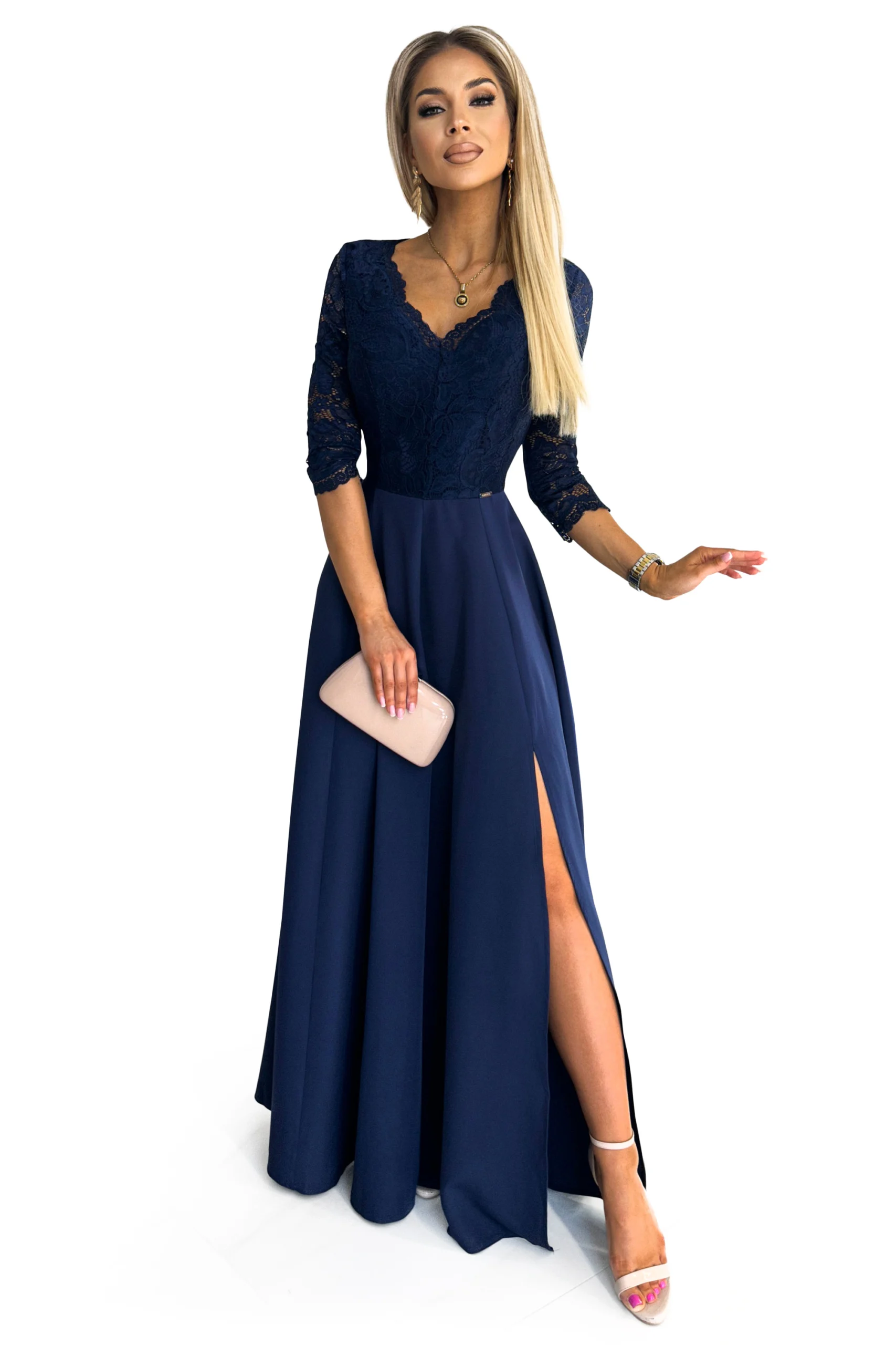 Rochie Dama Maxi, Dantela, Numoco Eleganta Marimi Mari - imagine 7
