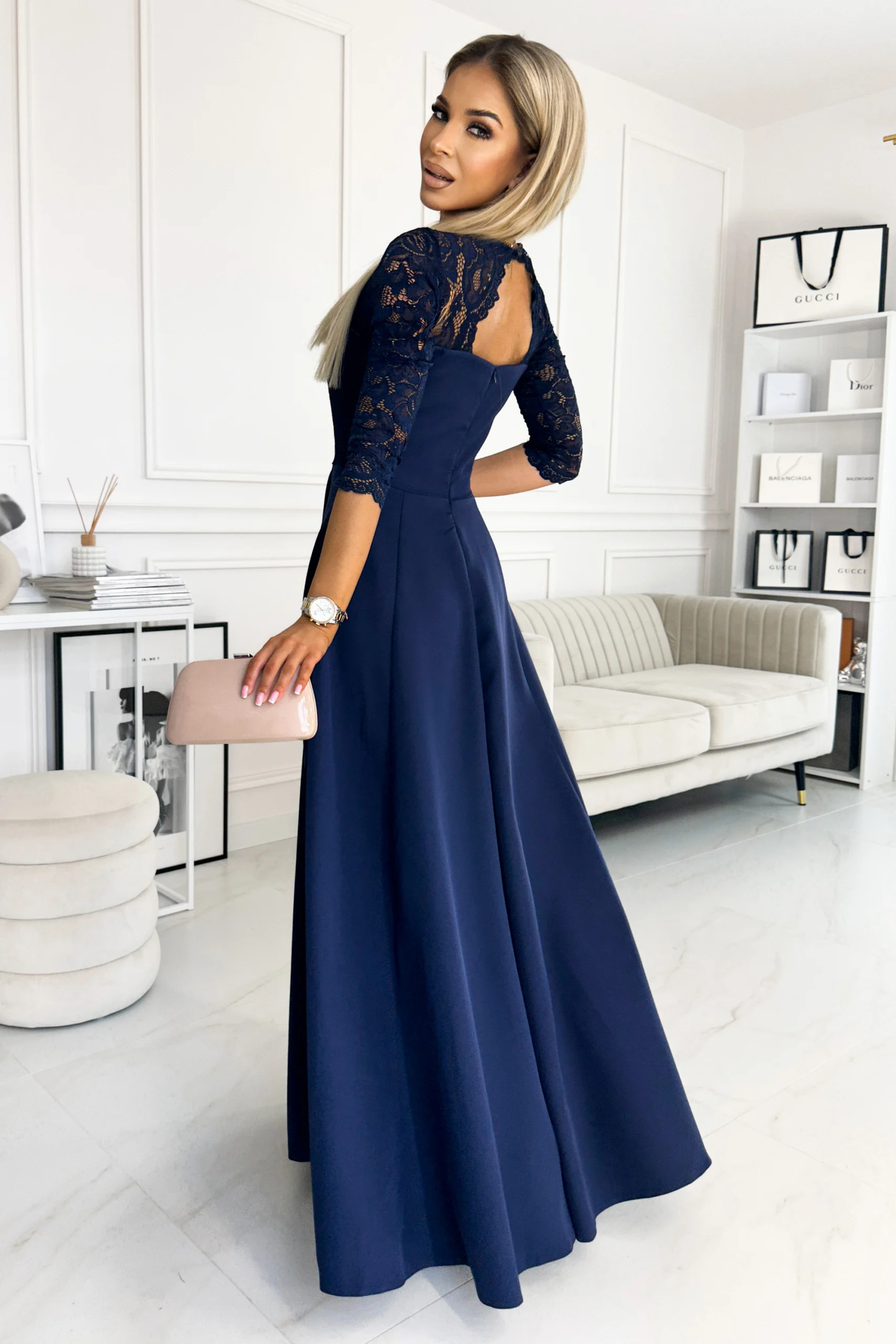 Rochie Dama Maxi, Dantela, Numoco Eleganta Marimi Mari - imagine 2
