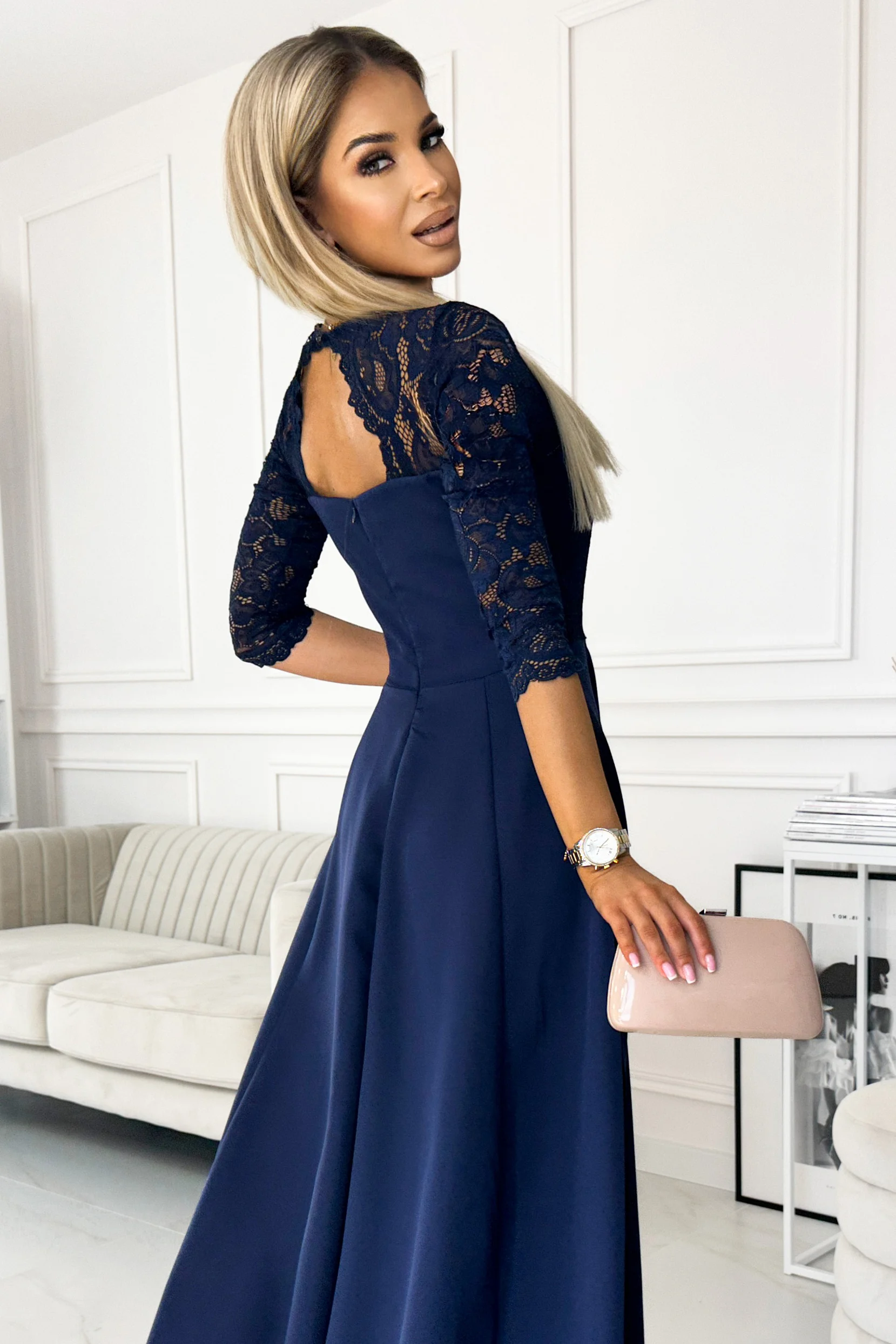 Rochie Dama Maxi, Dantela, Numoco Eleganta Marimi Mari - imagine 4