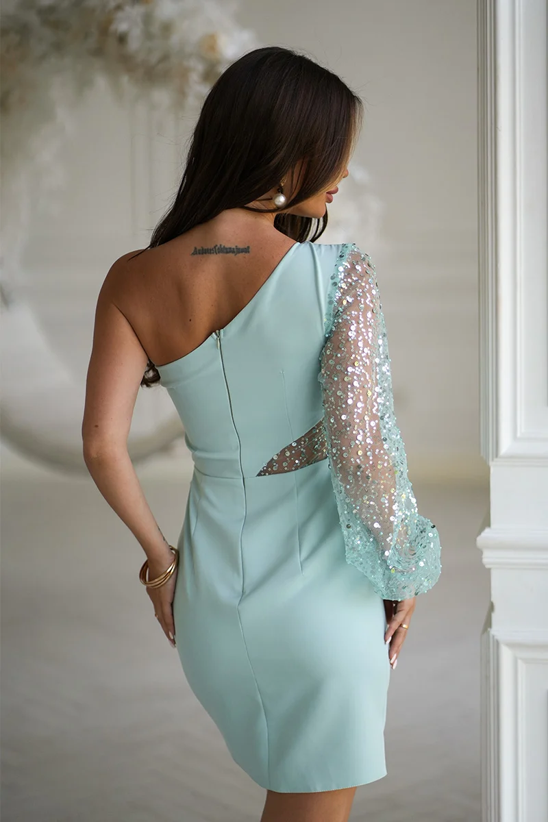 Rochie Dama Mini, Paiete, Bicotone, Menta - imagine 7