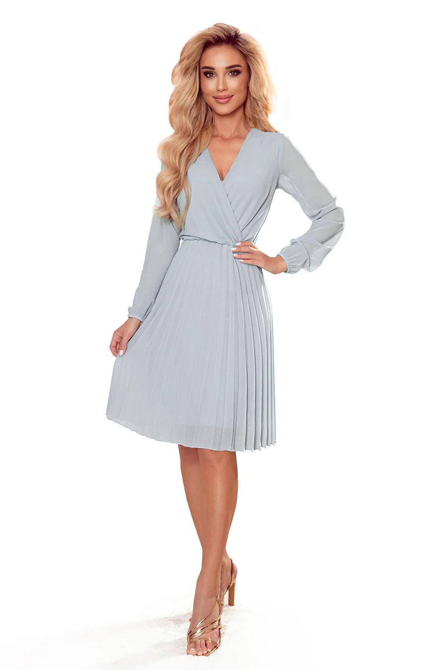 Rochie Dama Maneca lunga, Numoco, Gri Marimi Mari - imagine 6
