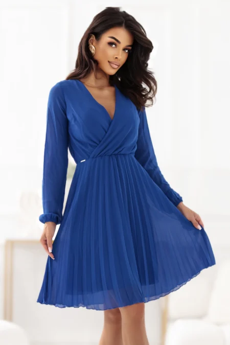 Rochie Dama Maneca lunga, Numoco, Albastru Eleganta
