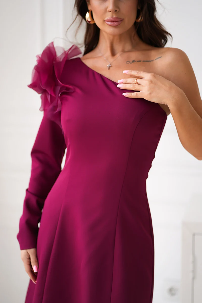 Rochie Dama Mini, Bicotone, Bordo - imagine 4