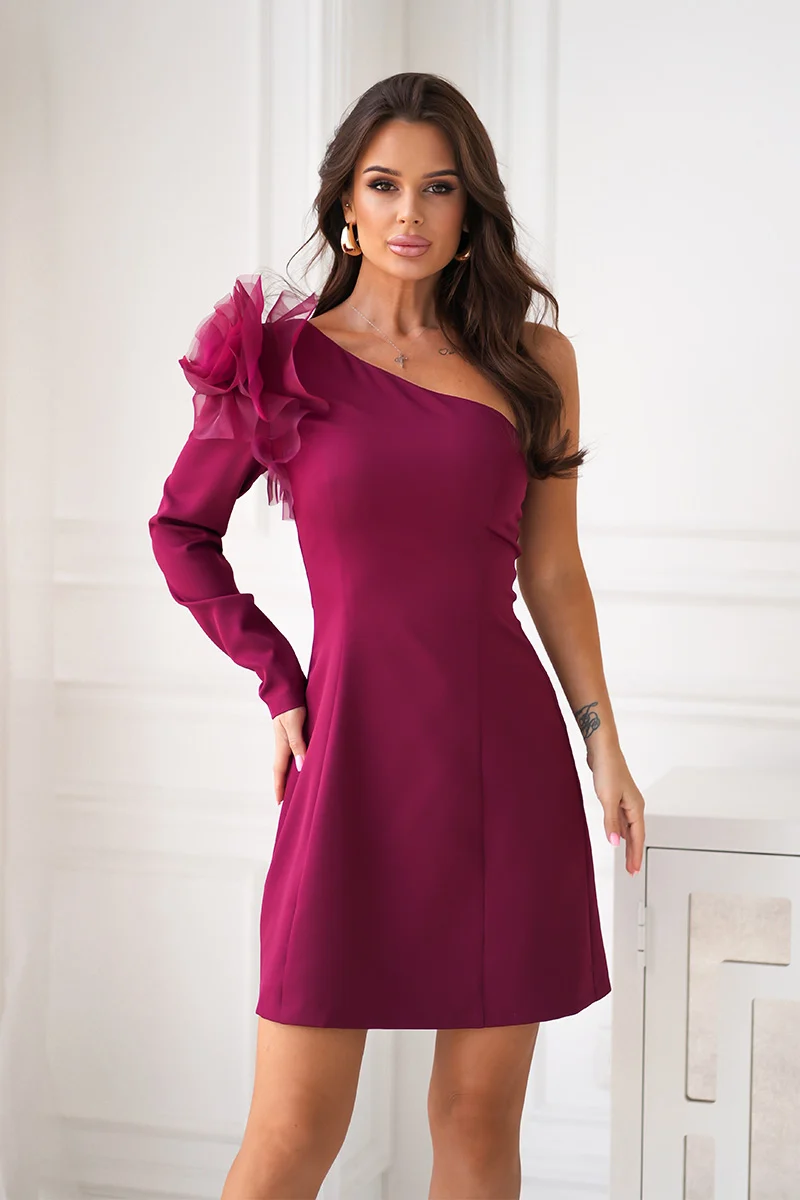 Rochie Dama Mini, Bicotone, Bordo - imagine 5