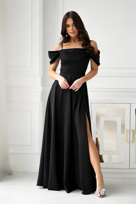 Rochie Dama Maxi, Bicotone, Negru