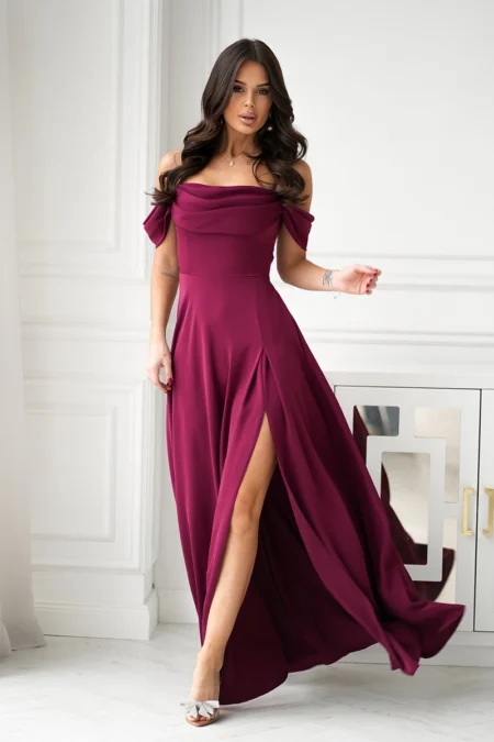 Rochie Dama Maxi, Bicotone, Bordo
