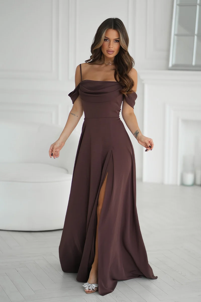 Rochie Dama Maxi, Bicotone, Maro - imagine 3