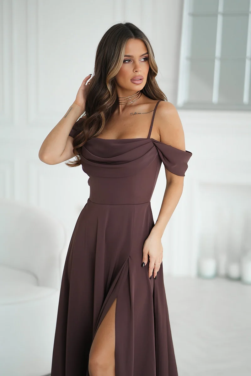Rochie Dama Maxi, Bicotone, Maro - imagine 4