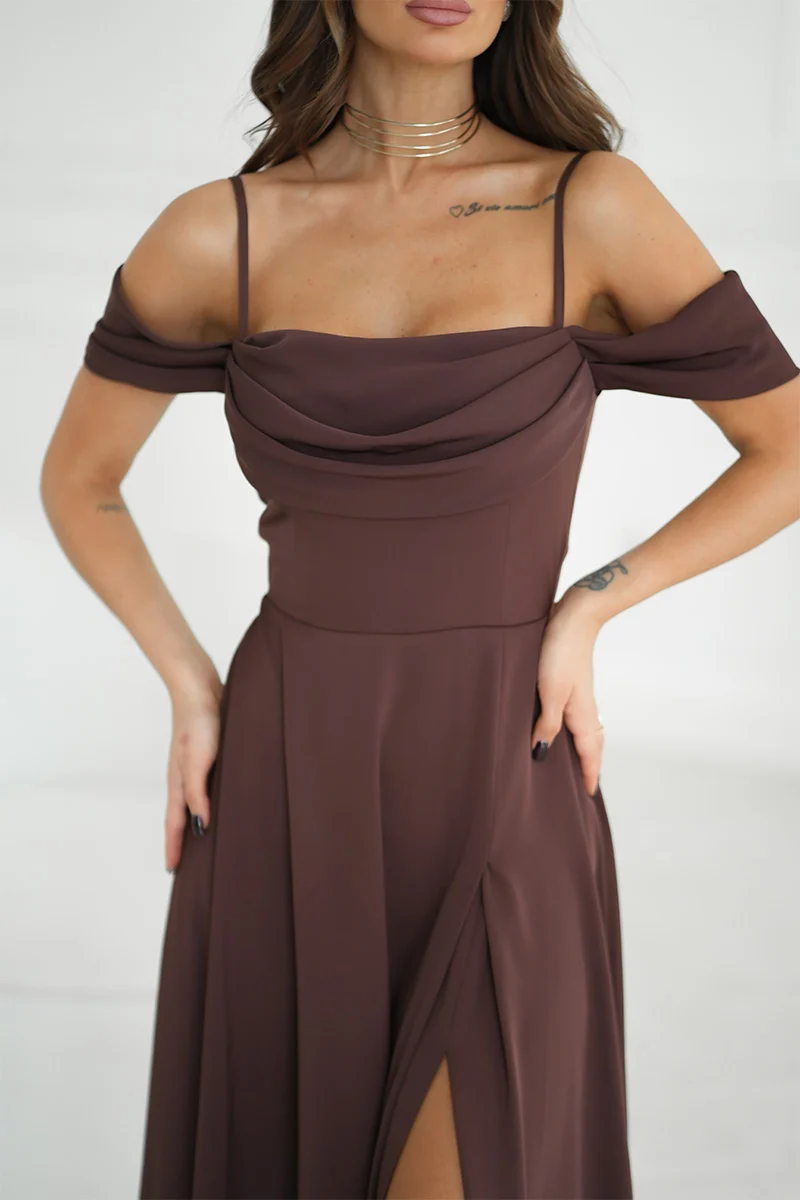 Rochie Dama Maxi, Bicotone, Maro - imagine 5