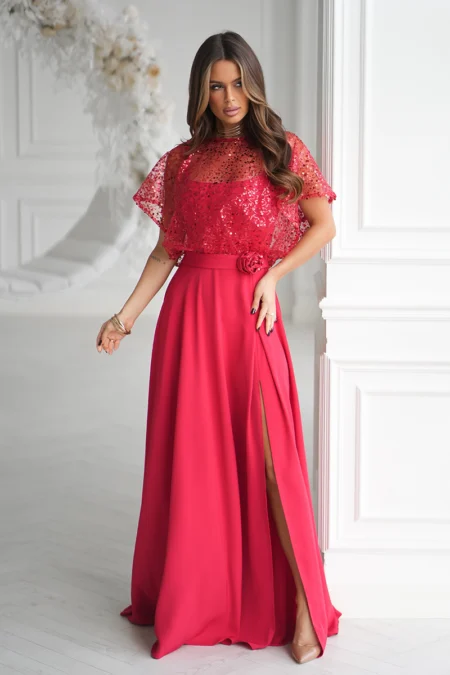 Rochie Dama Paiete, Bicotone, Rosu