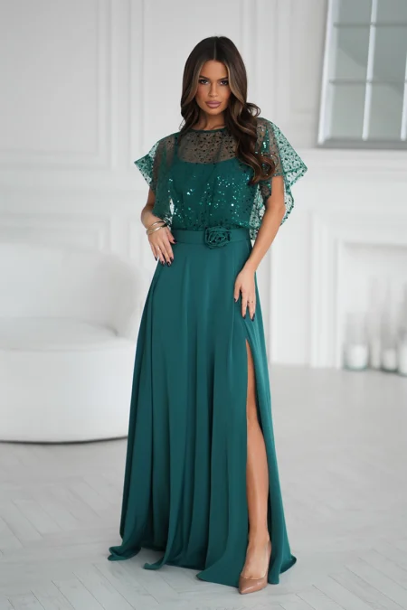 Rochie Dama Paiete, Bicotone, Verde
