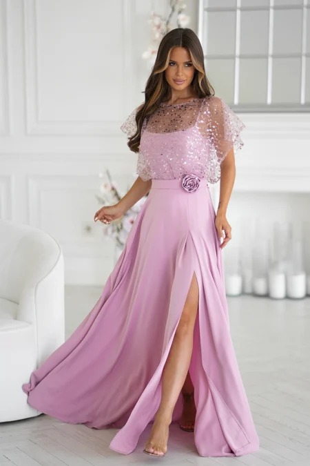 Rochie Dama Paiete, Bicotone, Roz