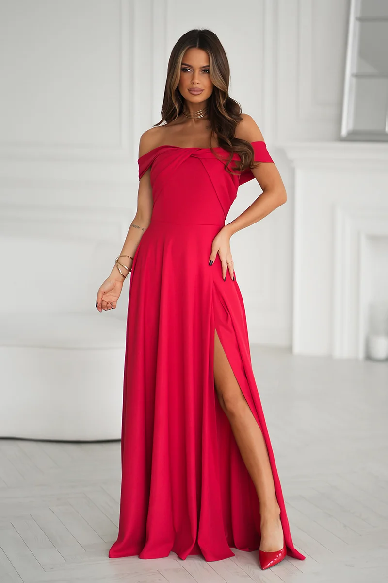 Rochie Dama, Bicotone, Rosu - imagine 4