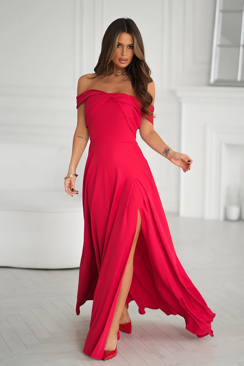 Rochie Dama, Bicotone, Rosu - imagine 5