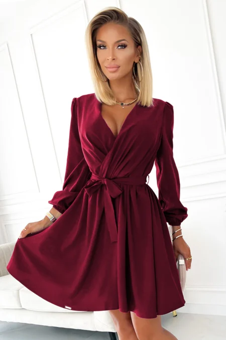 Rochie Dama Guler inalt, Maneca lunga, Numoco Eleganta
