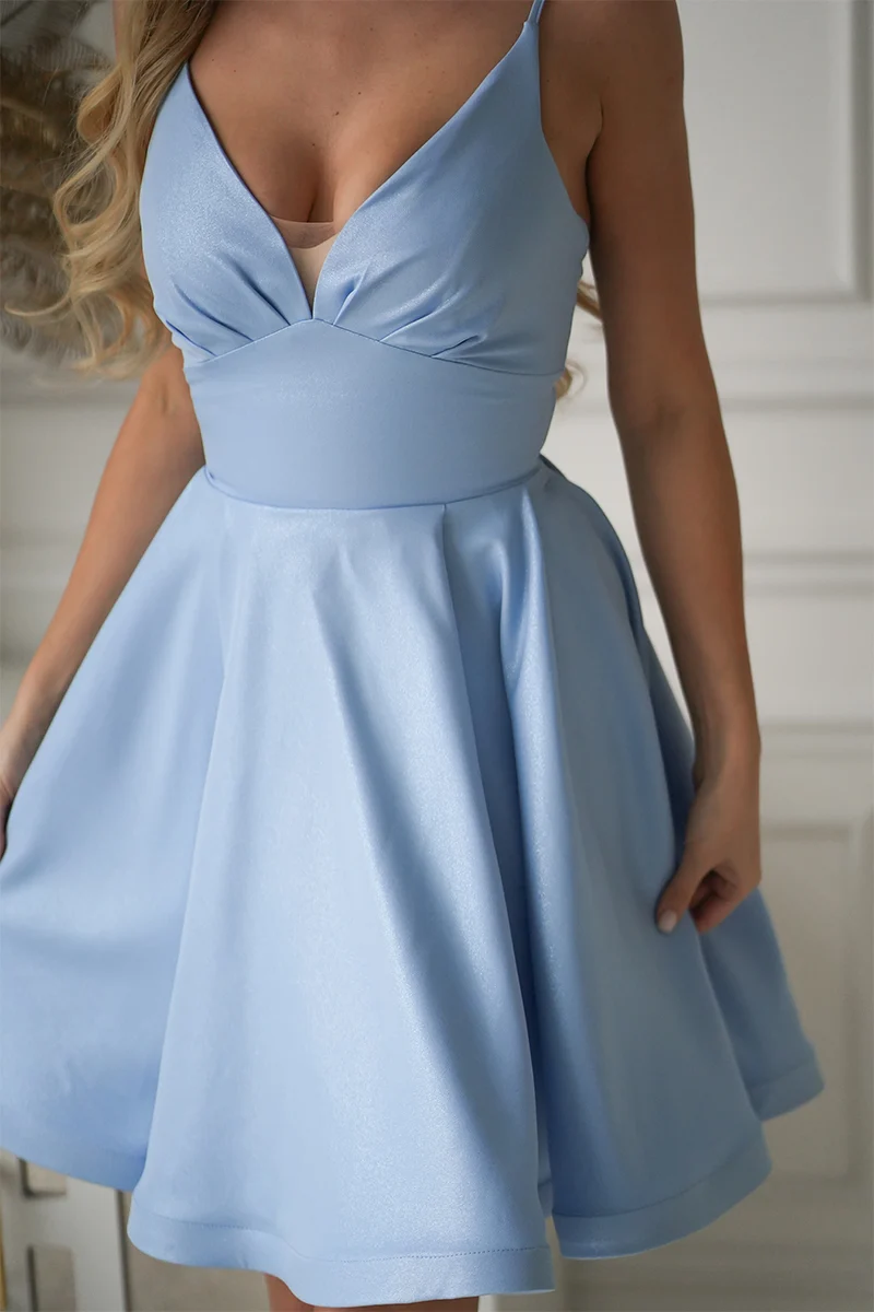Rochie Dama Mini, Bicotone, Baby Blue - imagine 6