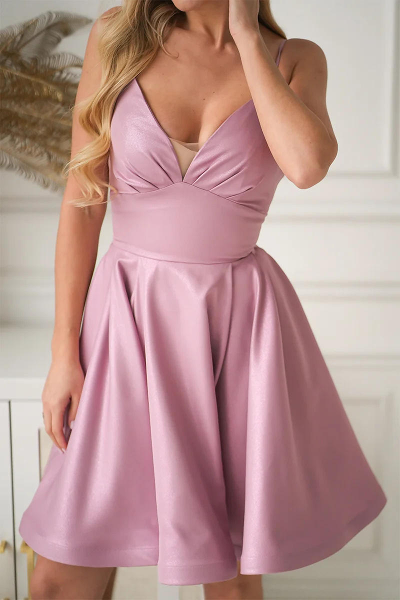 Rochie Dama Mini, Bicotone, Roz - imagine 5