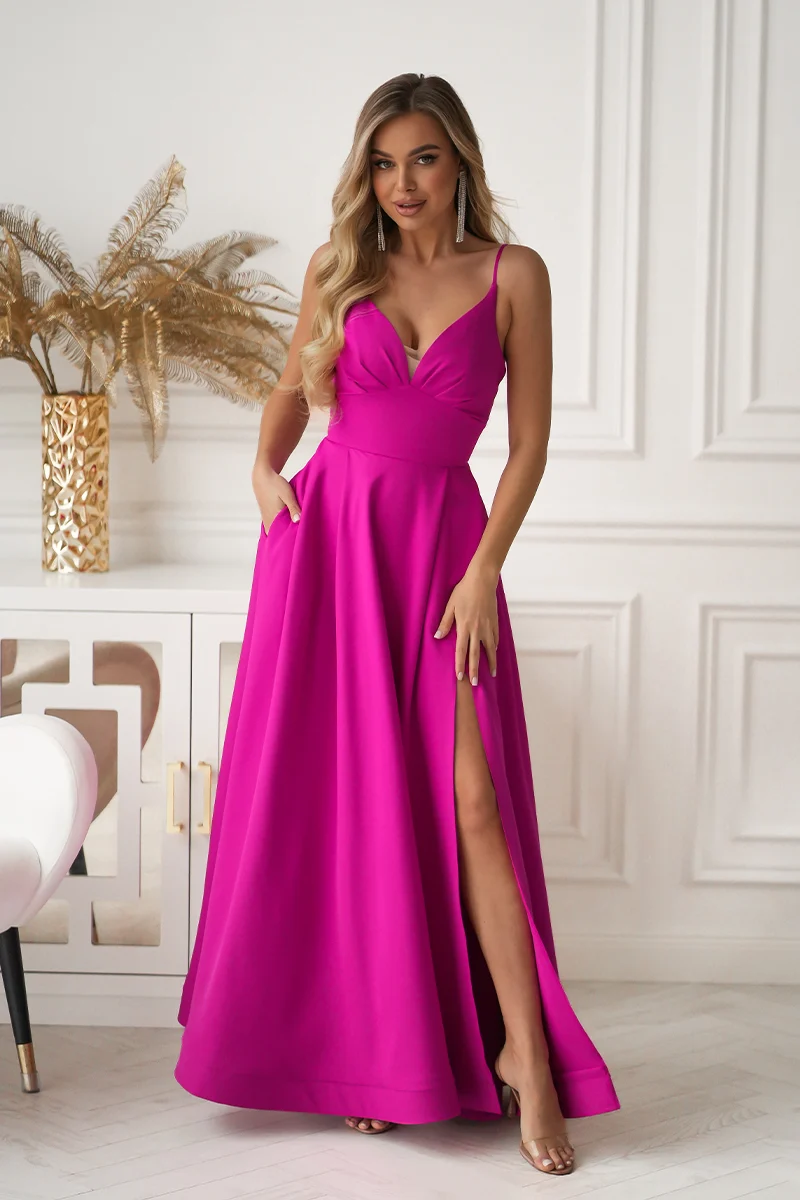 Rochie Dama, Bicotone, Fucsia - imagine 4