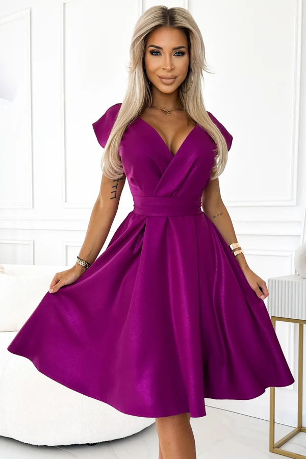 Rochie Dama Dungi, Lejera, Numoco, Fucsia de Seara Marimi Mari